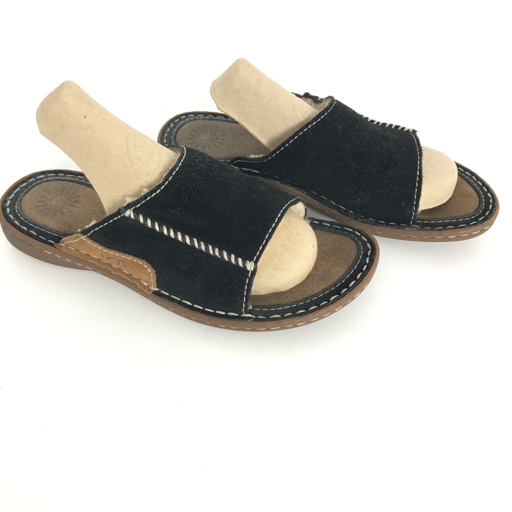 UGG AUSTRALIA Sheepskin & Leather Open Toe SANDALS