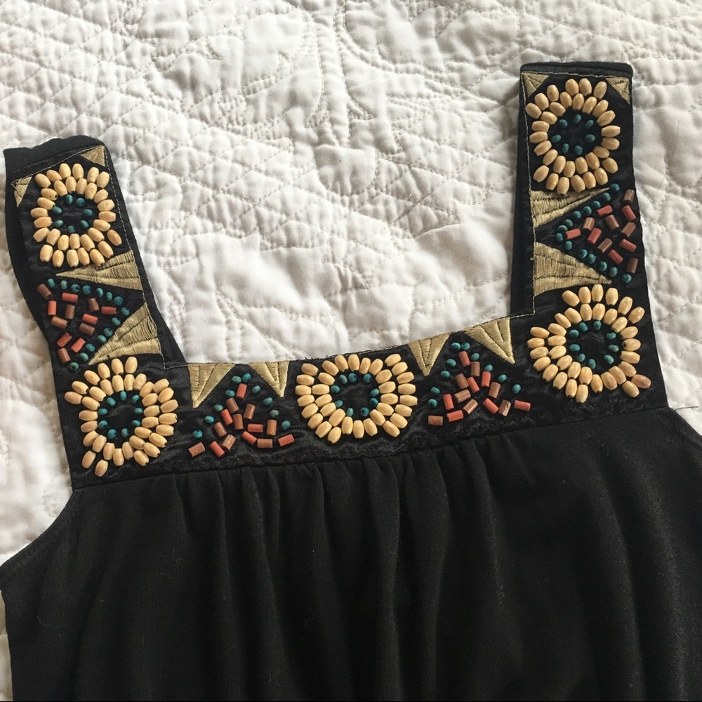 Black tribal beaded dress, small.