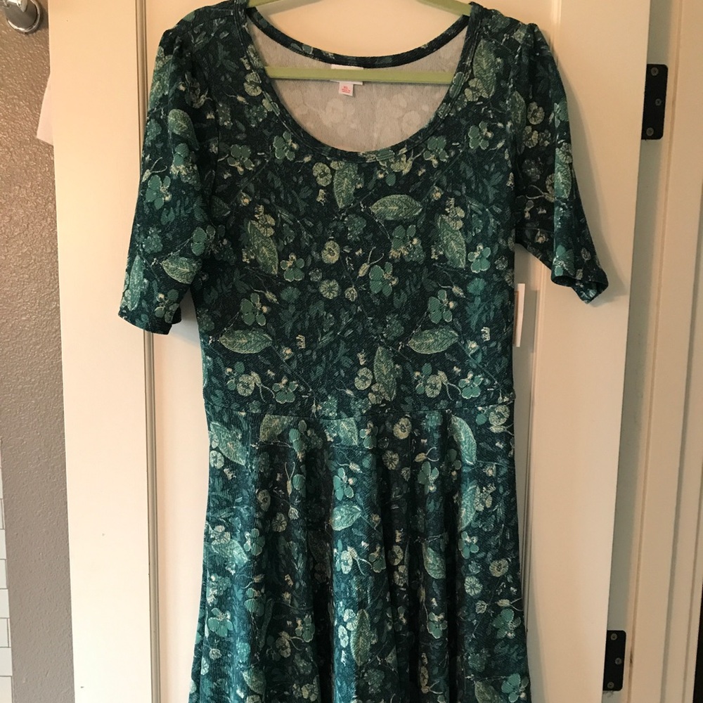 NWT lularoe Nicole dress- green floral