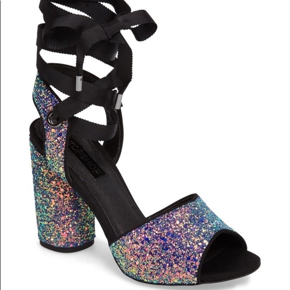 glitter lace up pumps