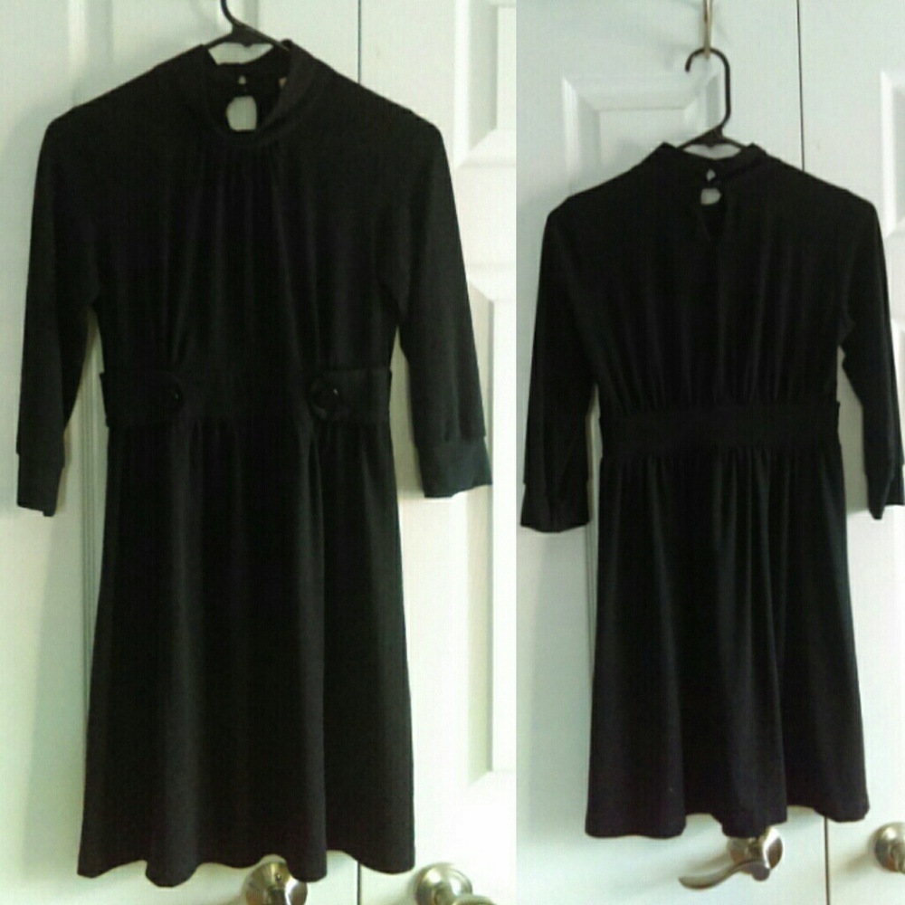 High neck black baby doll dress