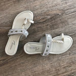 Soft, comfy golden beige embellished jewel sandals