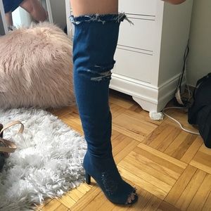 Jean heeled boots