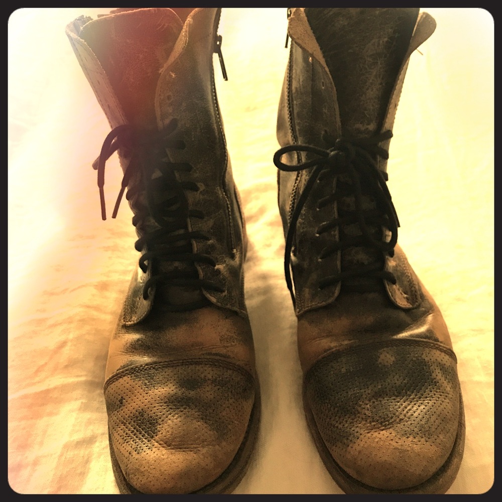 Distressed leather Bed Stu boots