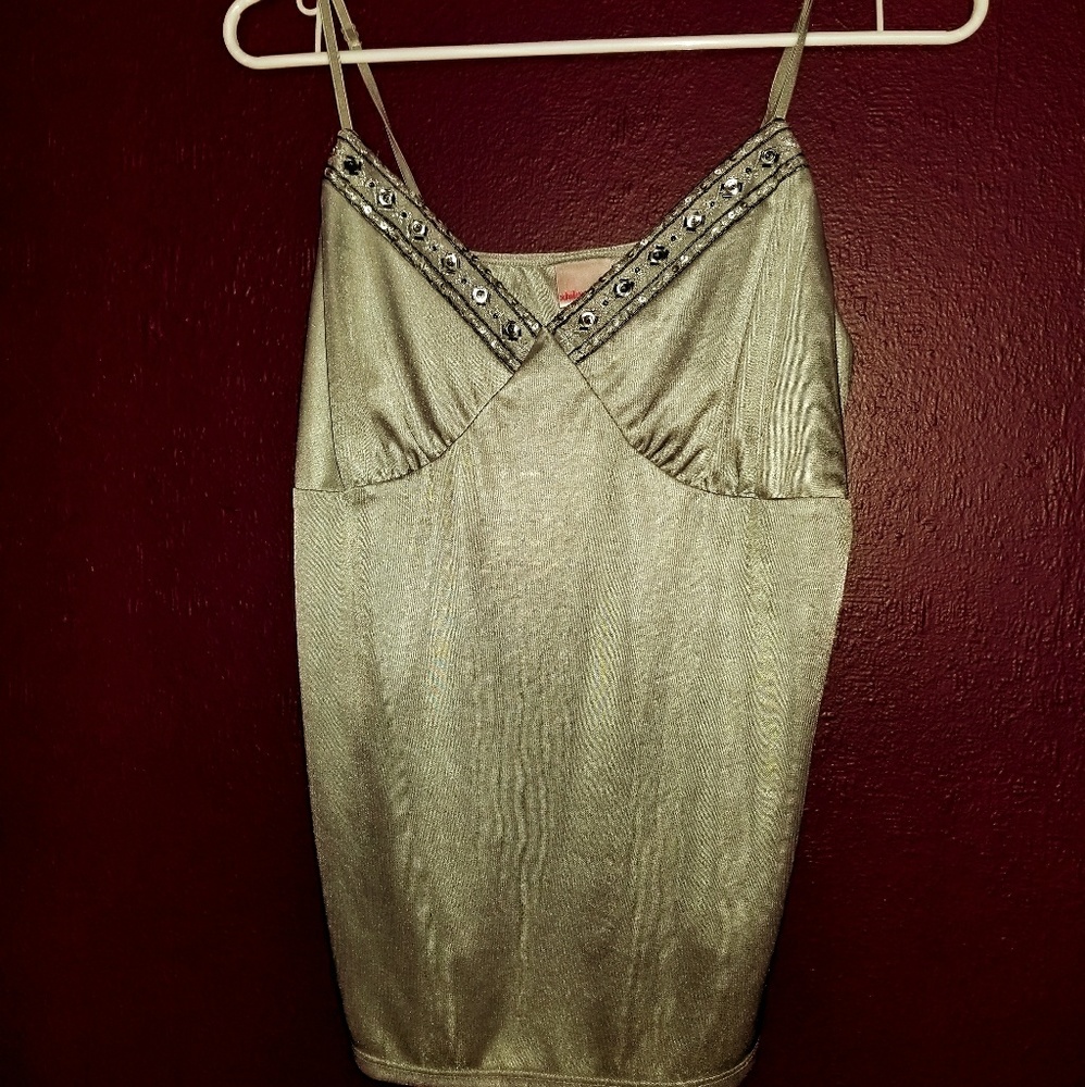 Velvet grey beaded tank