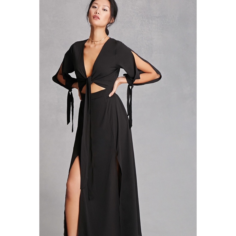 REVERSE long black slit dress. NWT.