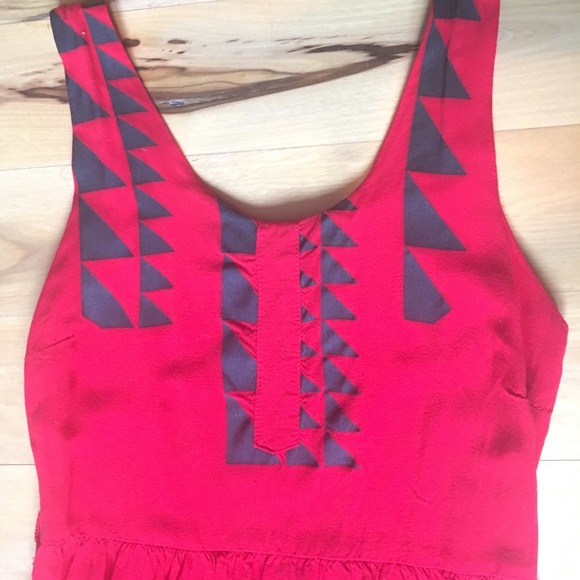 Audrey Red Dress with Tie Belt - Picture 2 of 4