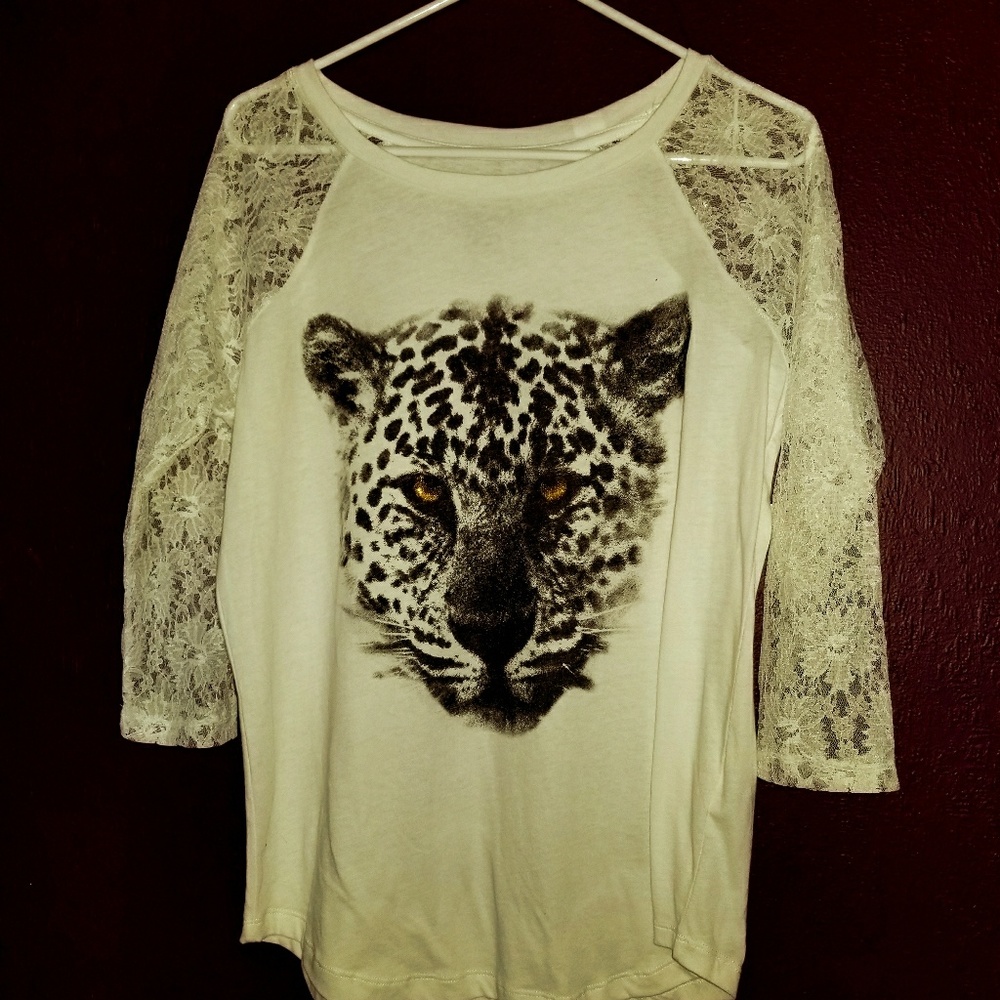 White lace tiger shirt