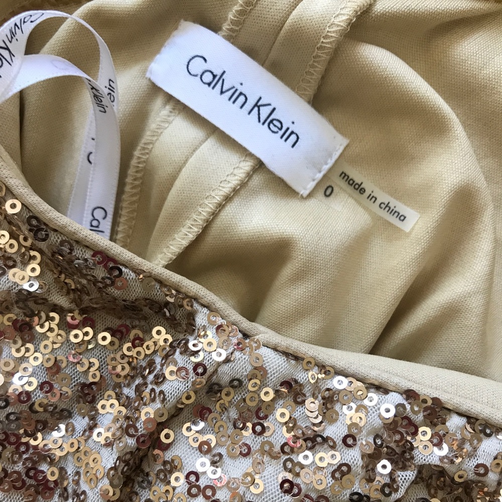CALVIN KLEIN gold sequin dress - Picture 8 of 8