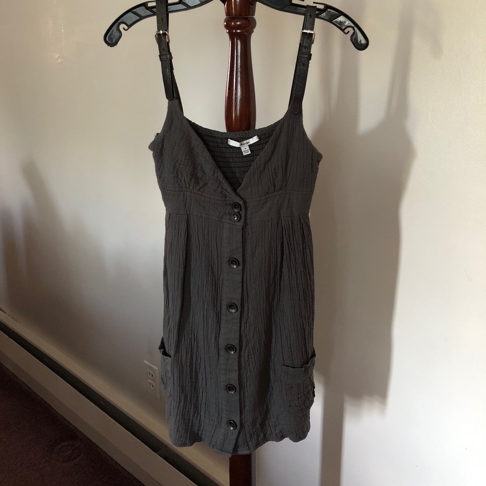 Gray dress w/ belt buckle straps