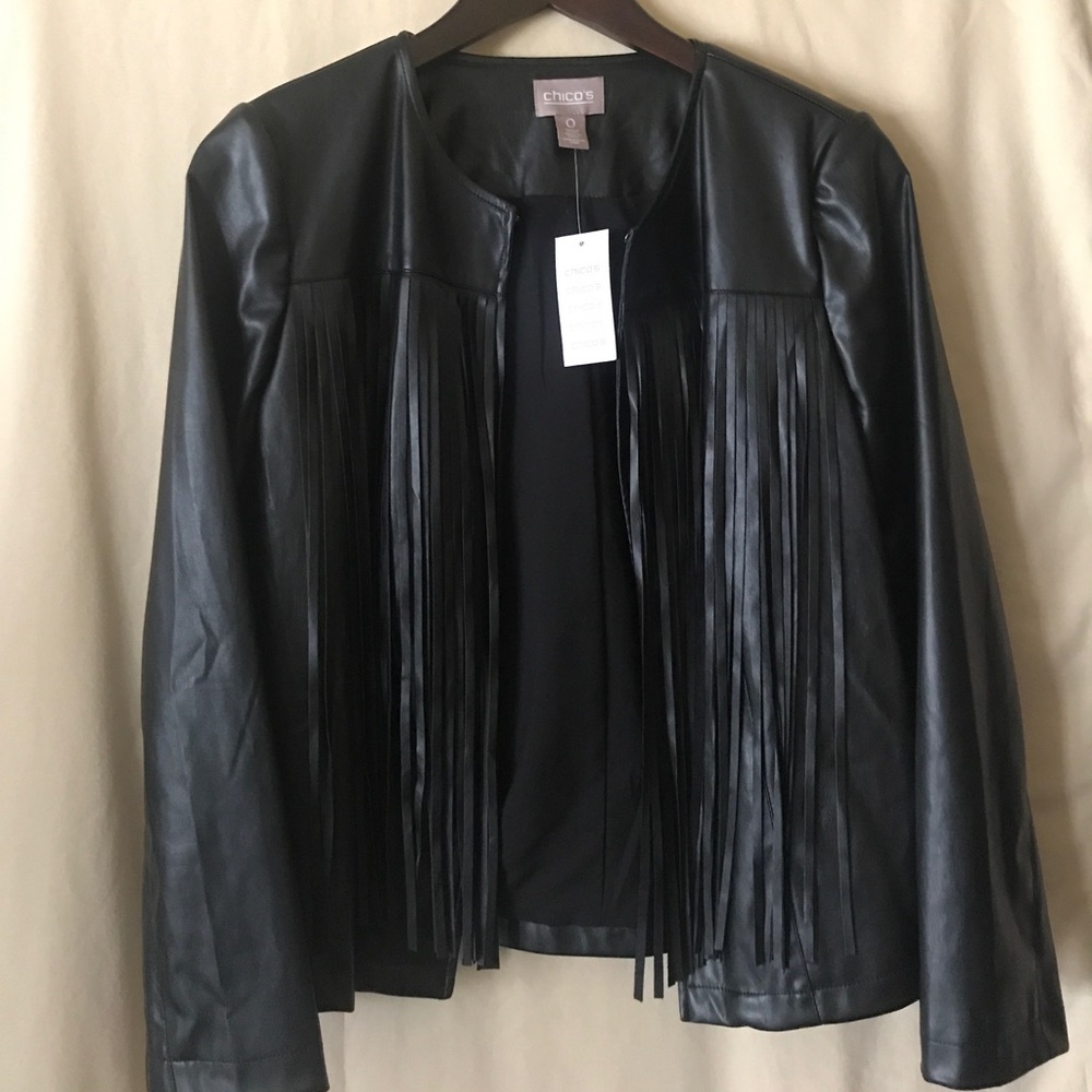 CHICO'S Faux leather women's waste jacket.  NEW
