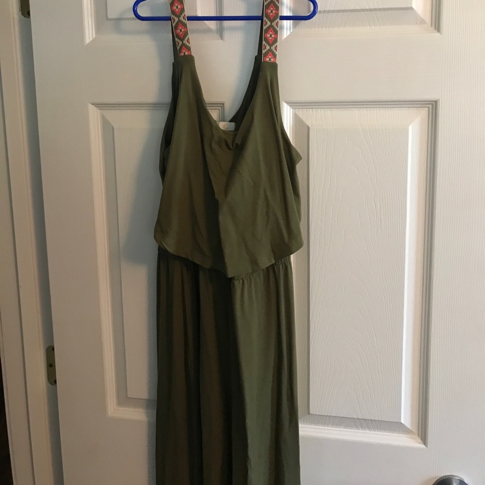 Charming Charlie Olive green Aztec striped maxi