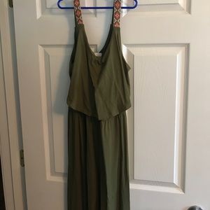Charming Charlie Olive green Aztec striped maxi