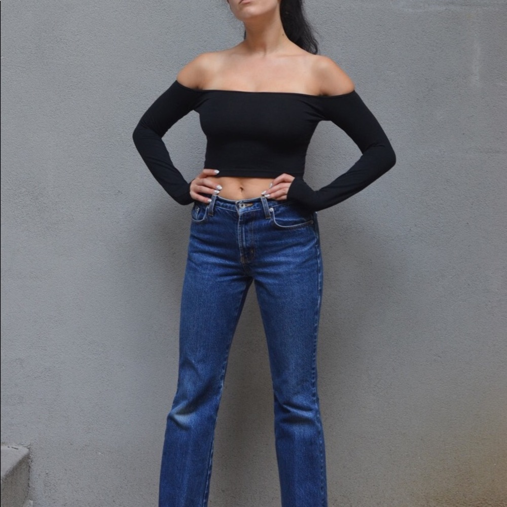 Off the shoulder black long sleeve