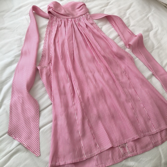 Pink striped Bow Blouse - Picture 1 of 5