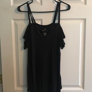 Strappy off shoulder black shirt