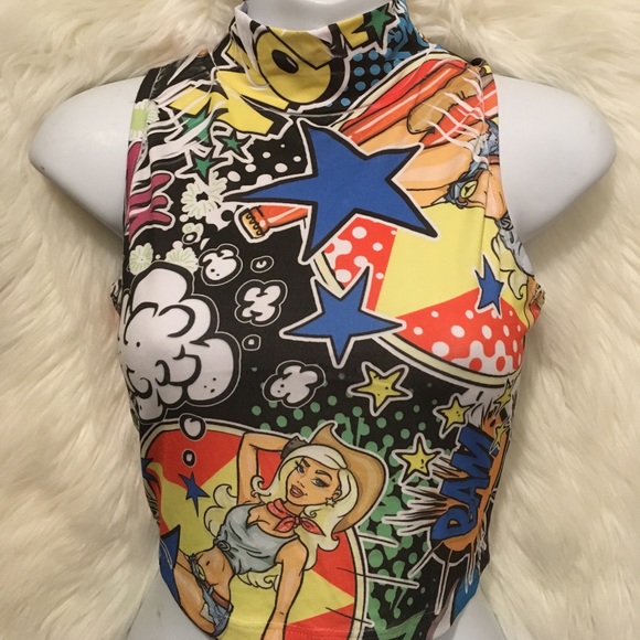 Body Central M/L Comic Crop Top - Picture 4 of 5