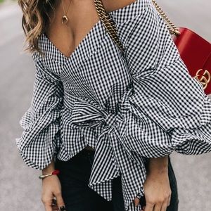 Windsor Off the Shoulder Gingham Top