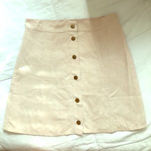 Light tan button front faux suede skirt