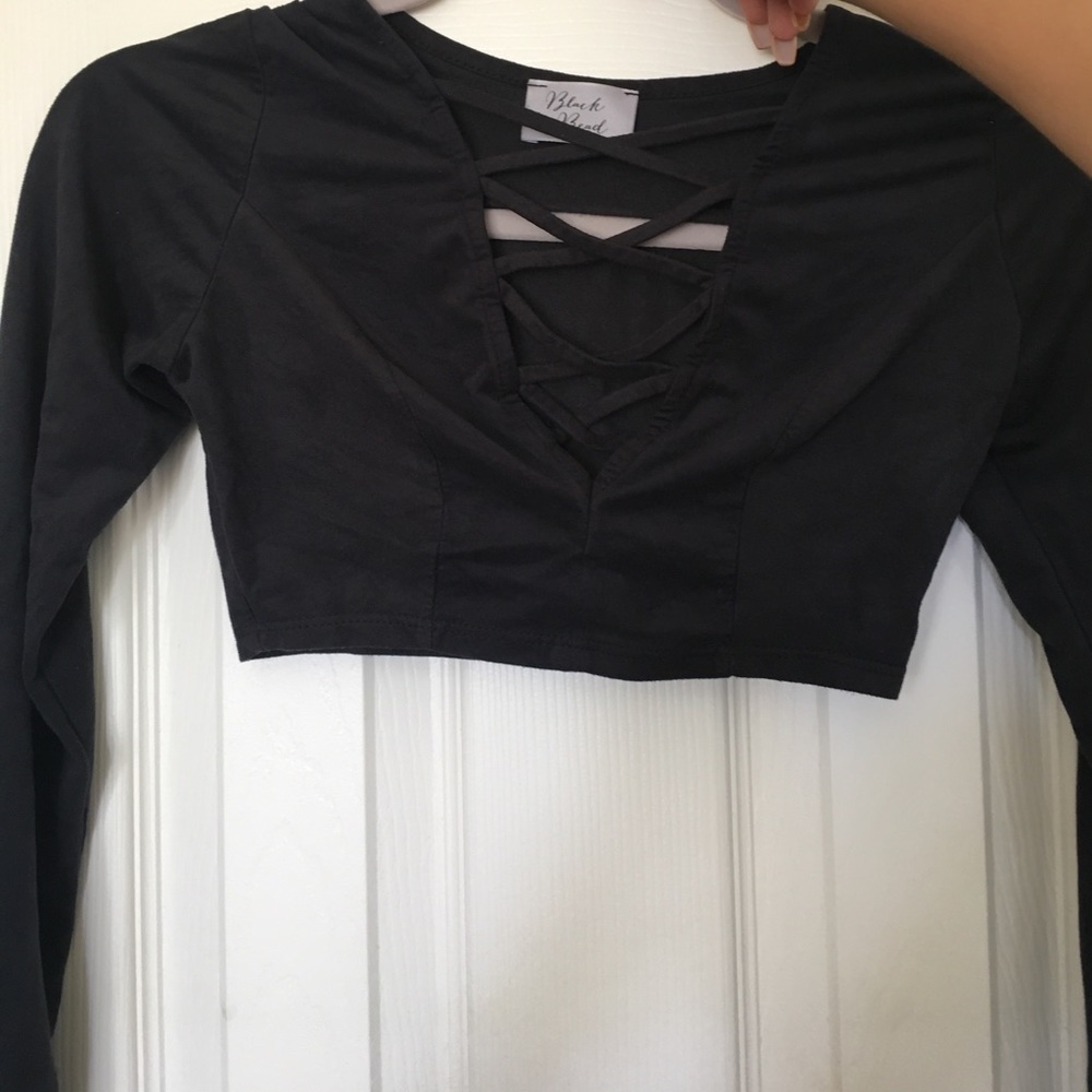 Black suede crop top