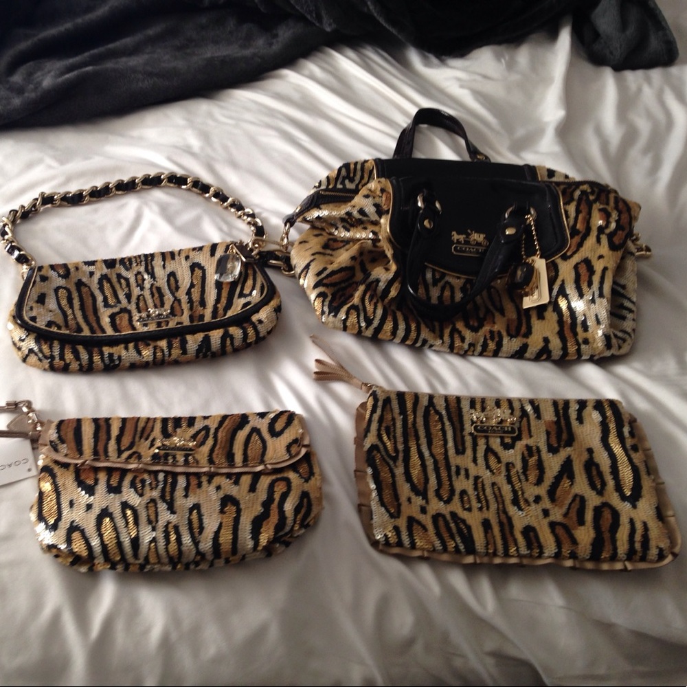 Coach leopard sequin set. Not for sale