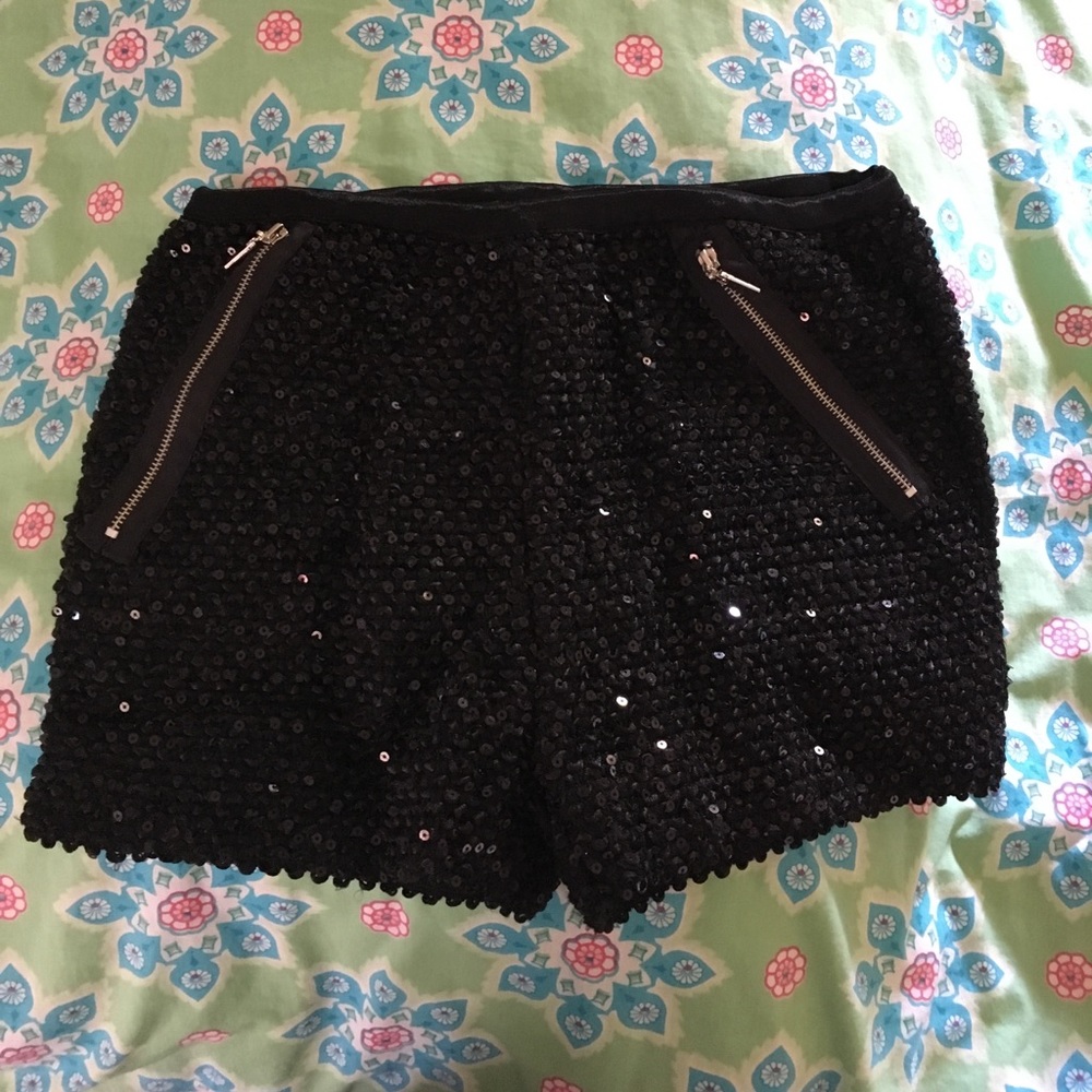 Black sequin shorts