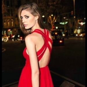 Mango red crossback maxi dress