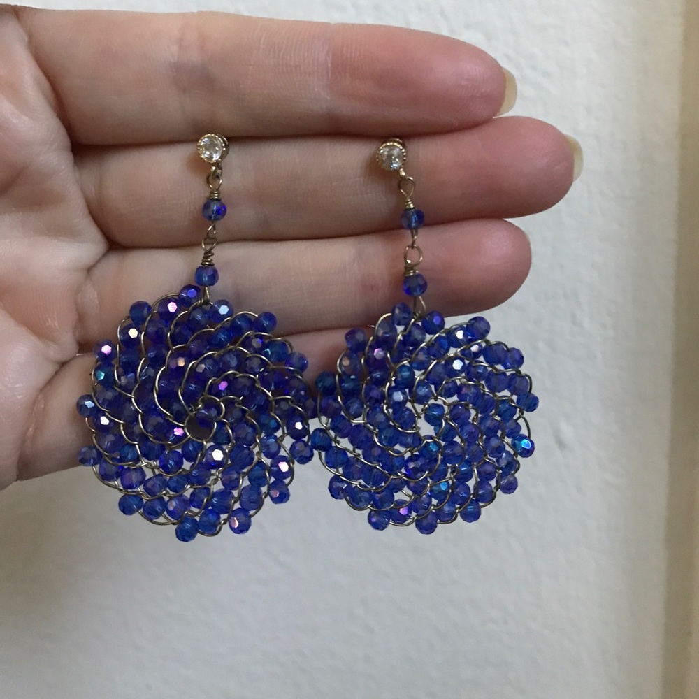 Blue Crystal Bead Earrings