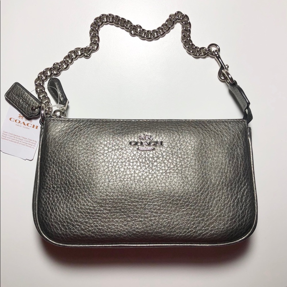 Sassy Coach clutch in gorgeous gunmetal color