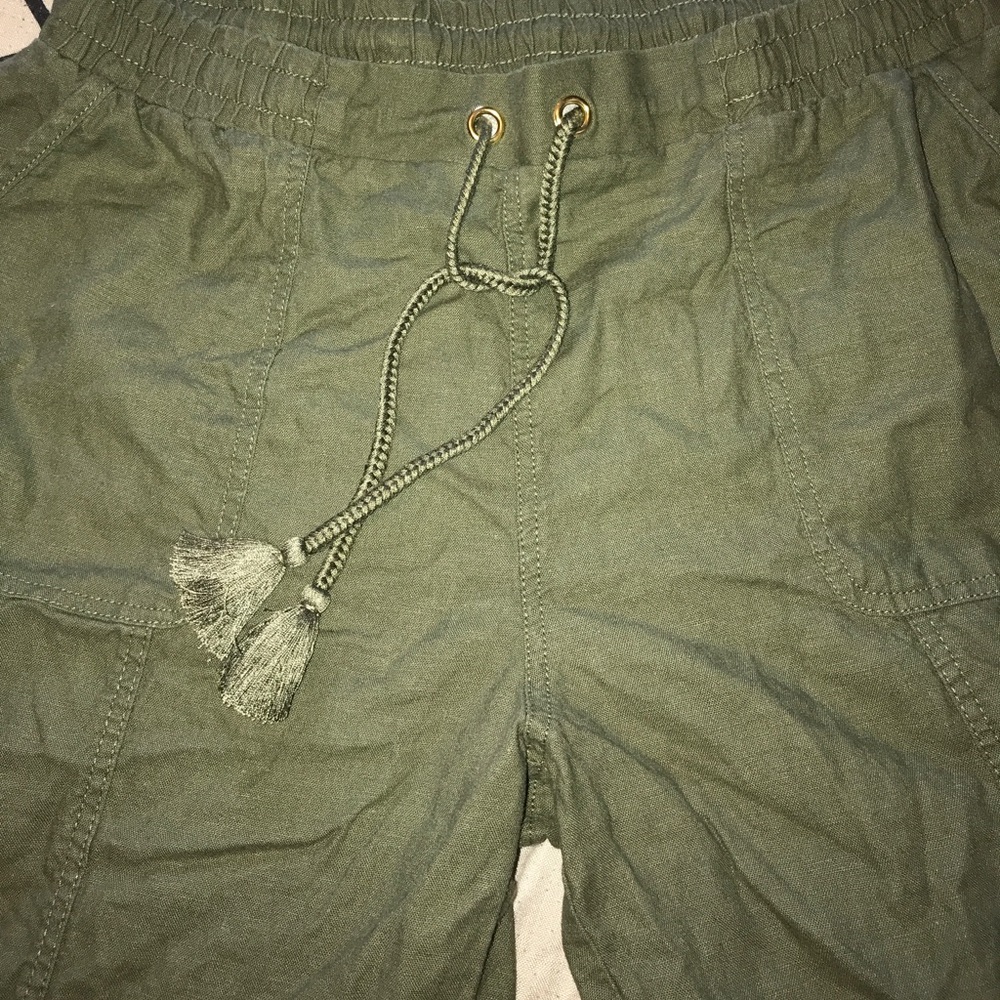 Army green linen pants