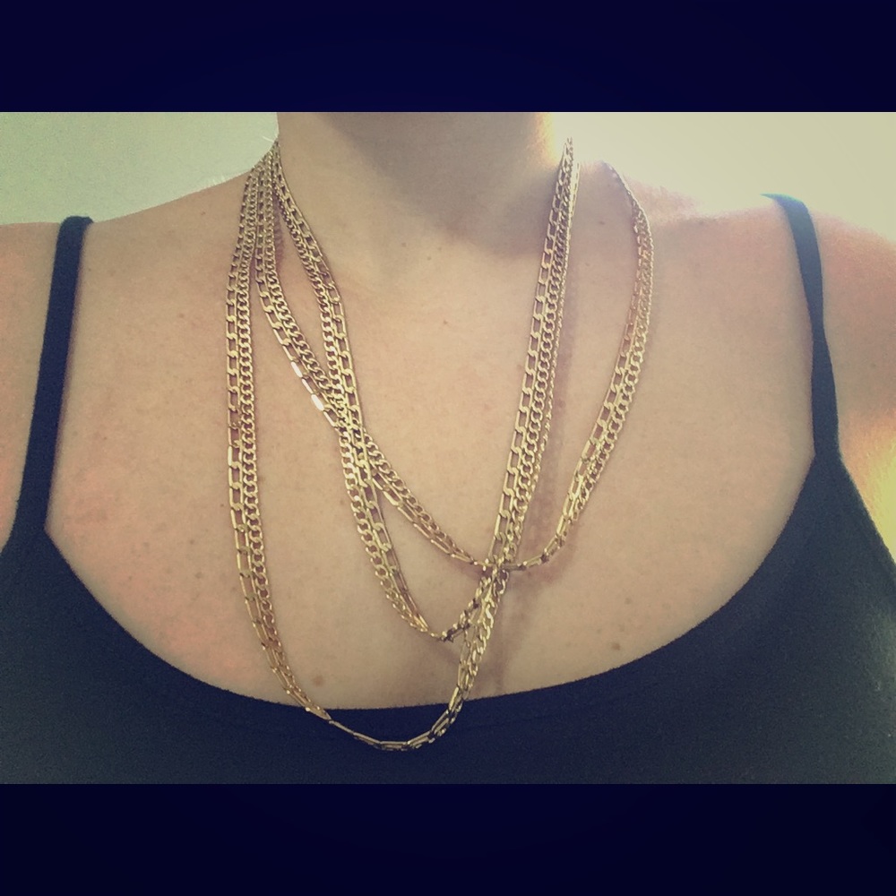 🍍gold-plated (?) chain link long necklace