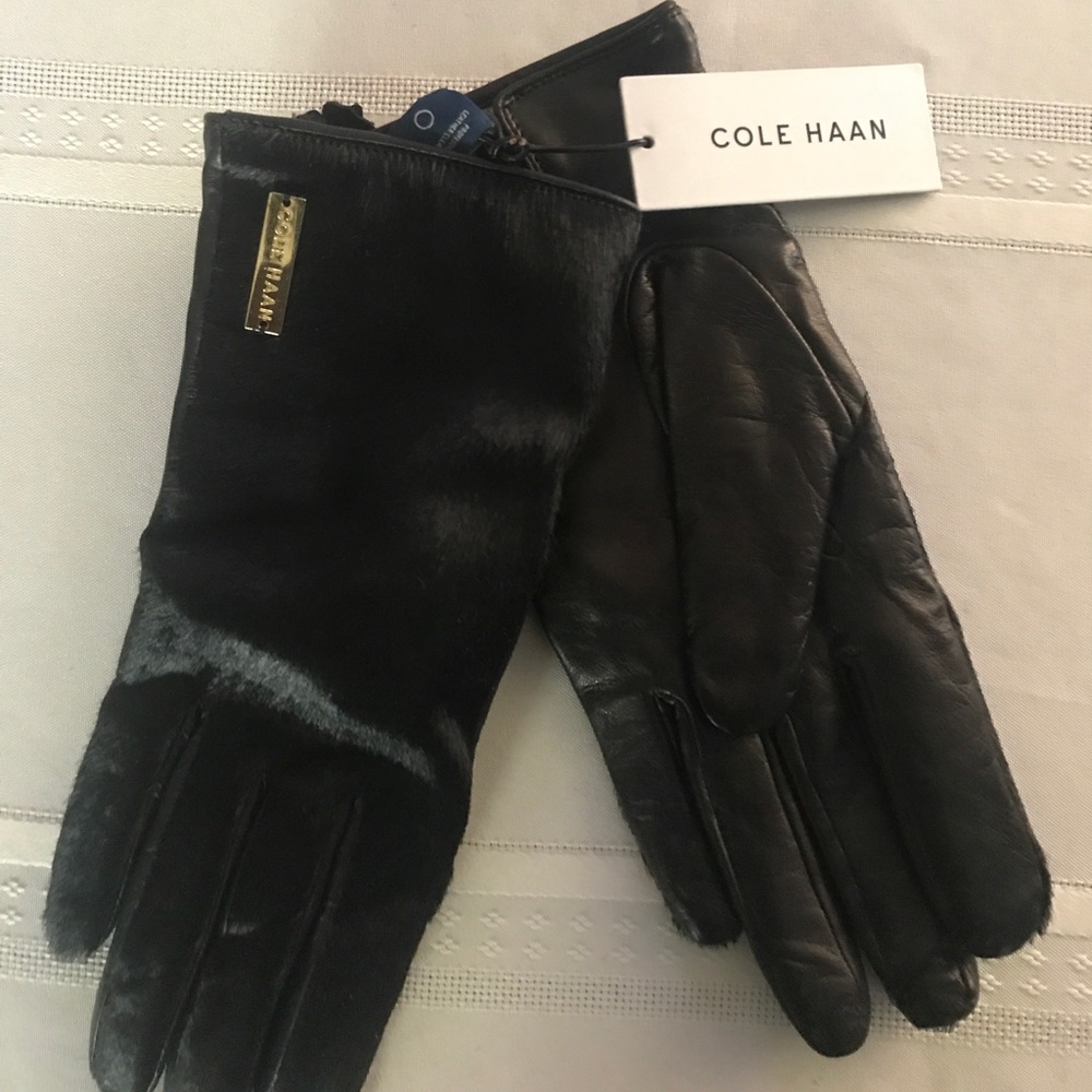 Cole Haan women's Leopard hair calf gloves NEW