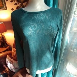 Green burnout knit top