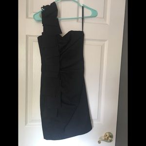 Jessica Mcclintock one shoulder black dress