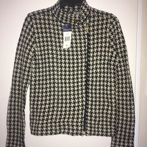 Chaps houndstooth black/cream sweater jacket/coat