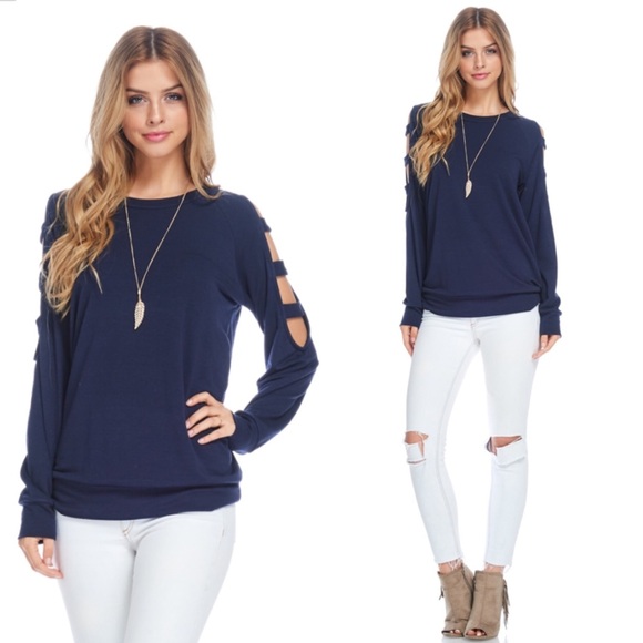 Last one! Cold Shoulder Ladder Cutout Top - Picture 2 of 4