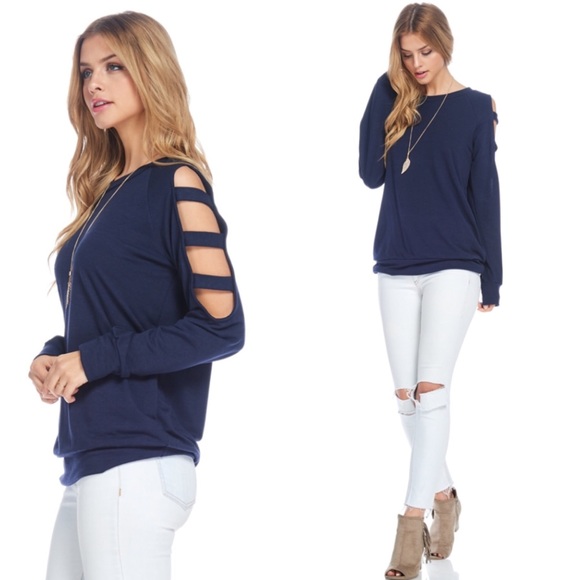 Last one! Cold Shoulder Ladder Cutout Top - Picture 3 of 4