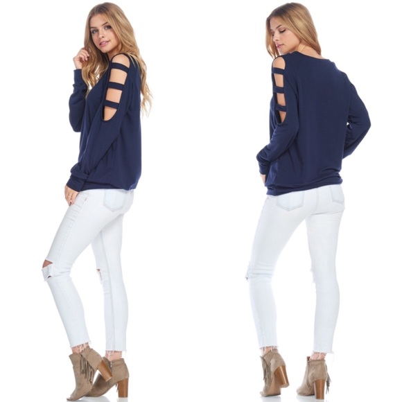 Last one! Cold Shoulder Ladder Cutout Top - Picture 4 of 4