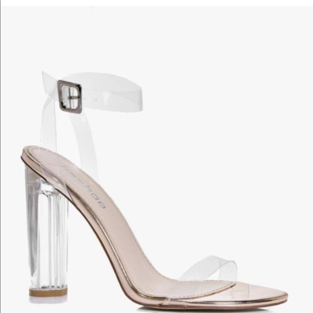 Bella Metallic Clear cylinder Two part heels