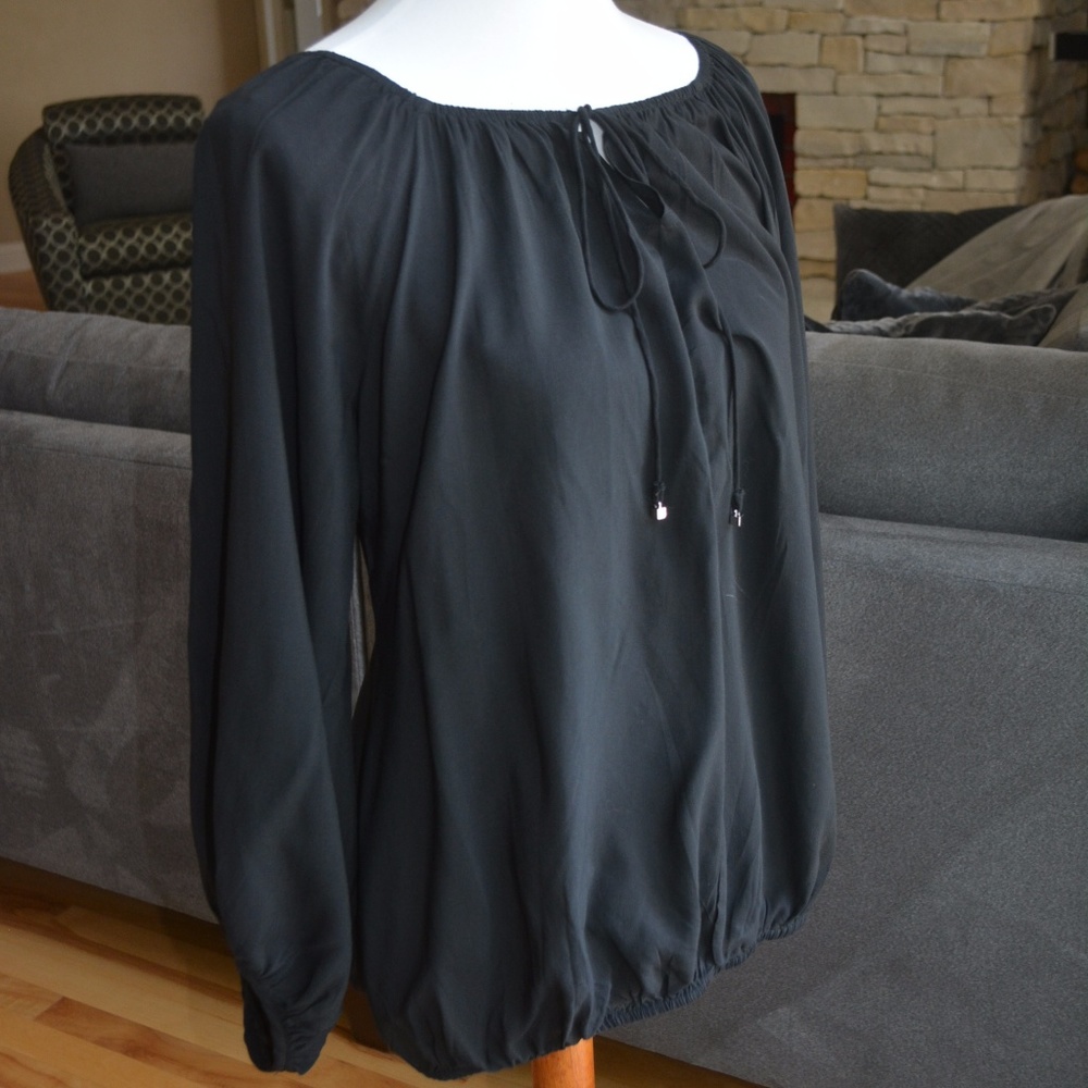 MATTY M BLACK PEASANT BLOUSE