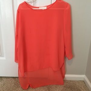 Sheer high low blouse