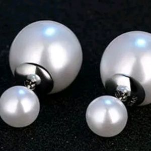 Sterling Silver S925 Double Ended Pearl Earrings