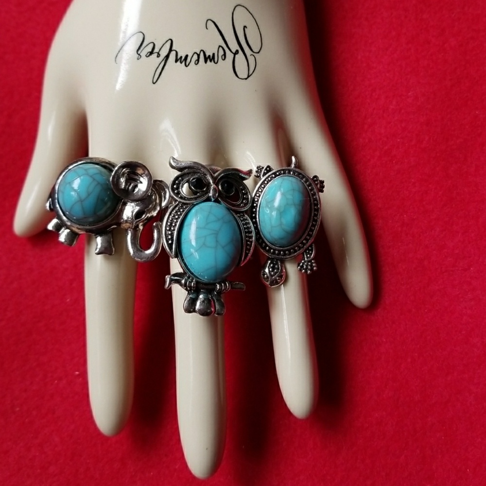 SALE: Bundle of 3 Pcs.Gem Adjustable Rings