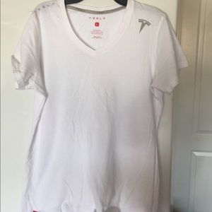 Tesla vneck white tshirt