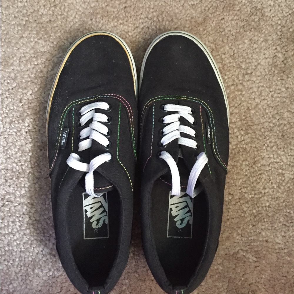 Black w/rainbow stitching Vans