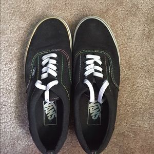Black w/rainbow stitching Vans