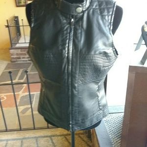 Faux leather vest