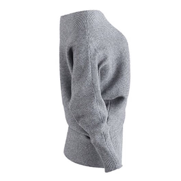 Ribbed Off Shoulder Dolman Sleeve Slouchy Sweater - Picture 7 of 8