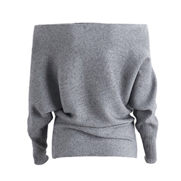 Ribbed Off Shoulder Dolman Sleeve Slouchy Sweater - Picture 8 of 8