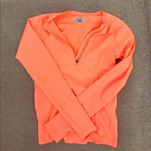 Athleta long sleeve half-zip, bright orange